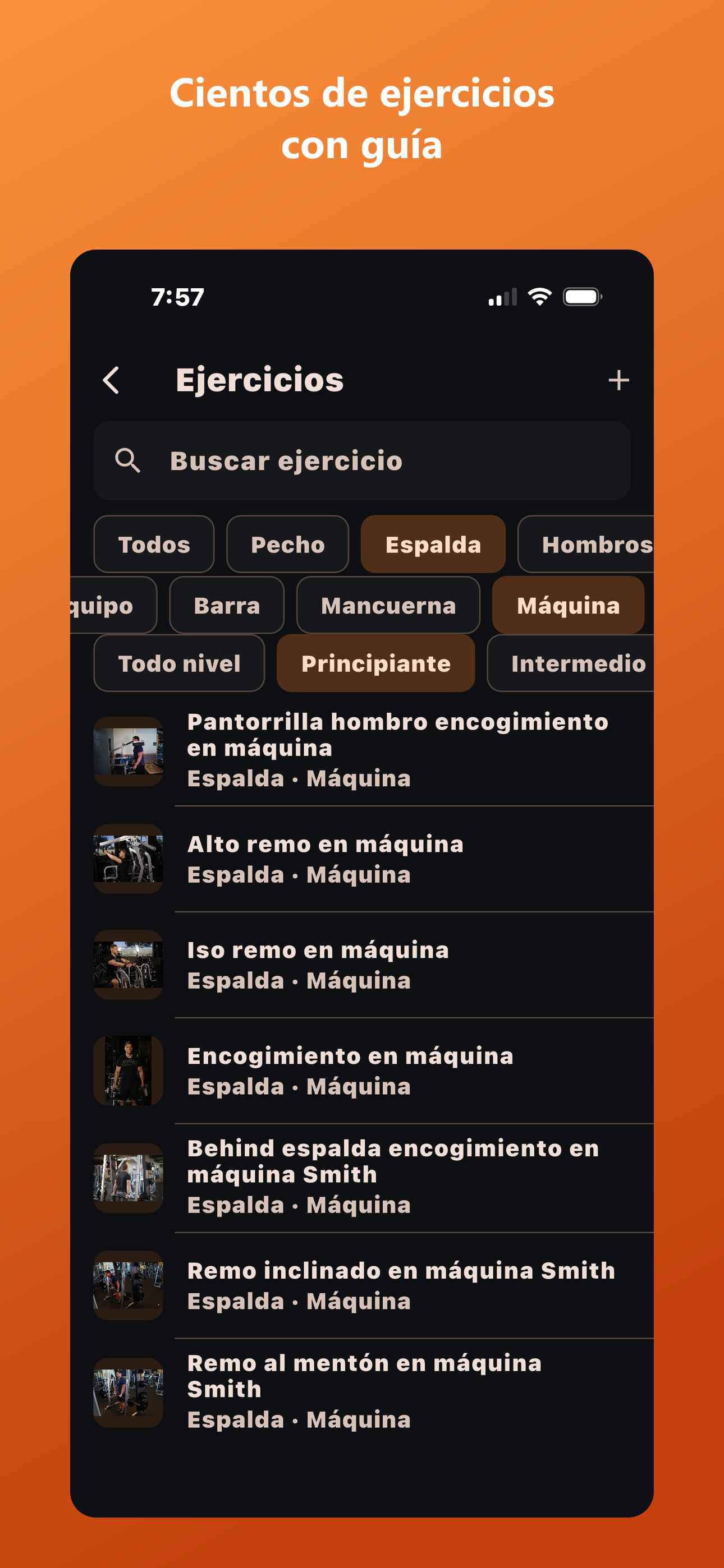 Biblioteca de ejercicios con guía